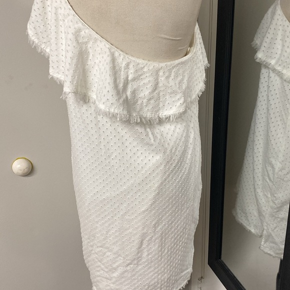 Cloth &Stone for Anthro One-Shoulder Eyelet Ruffle Mini Dress feminine coastal - Picture 12 of 14